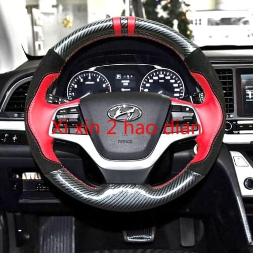For Hyundai LAFESTA ELANTRA Custom hand-stitched leather steering wheel cover for interior modification