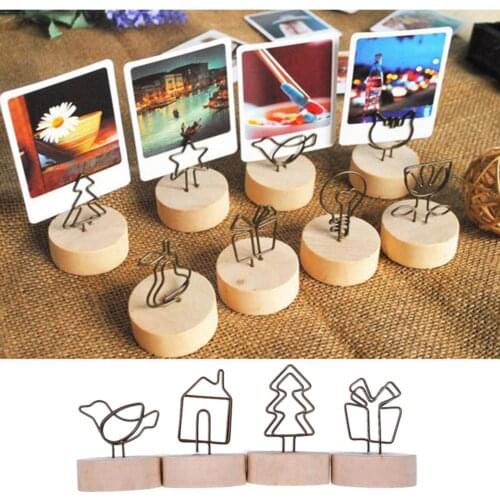Creative Round Wooden Iron Photo Clip Memo Clip Name Card Clip Wooden Pendant Furnishing Articles Home Decor Xmas Decoration 4