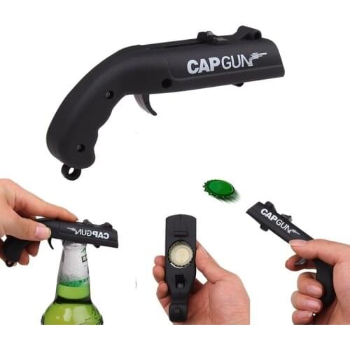 Creative Drink Corkscrew Flying Cap Launcher Bottle Portable Gun Bar Tool Beer Opening Shaped Lids Shooter Bottle Opener