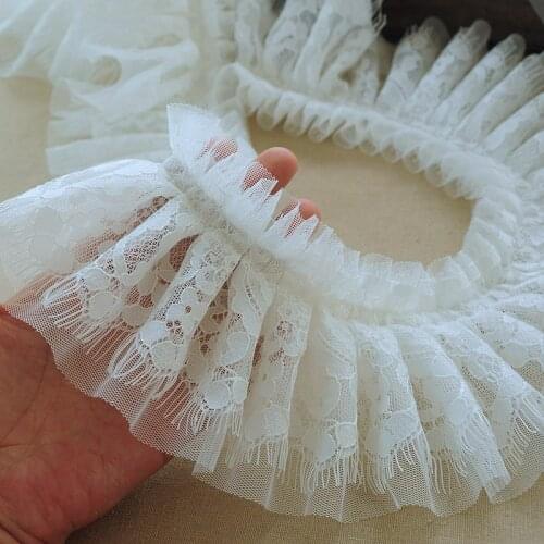 1M White Black Mesh Thickening Lace Trims Fabric for Wedding Dress Sewing Cuff Neckline Handmade Decorative Accessories 10cm