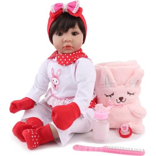 NPK Doll Reborn 55CM Soft Silicone Reborn Baby Dolls Vinyl Toys Big Dolls For Girls 3-7 Years Old Baby Dolls With Blouse Cloth