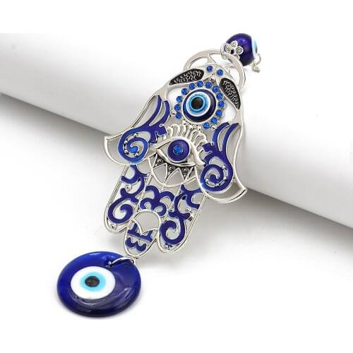 MEIBEADS 1pc Turkey Blue Evil Eye Glass Hamsa Hand Charms Wall Hang Keychian Jewelry Fit Women Diy Fatima Hand Gift