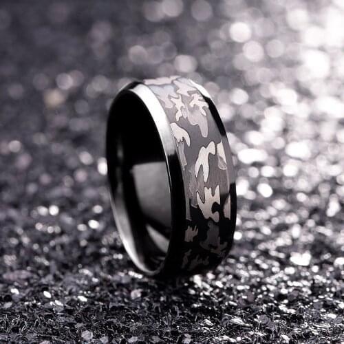 Ethnic Titanium Steel Black Military Rings for Men Three-color Camouflage Army Fan Bague Homme Black Ring Camo Men Jewelry