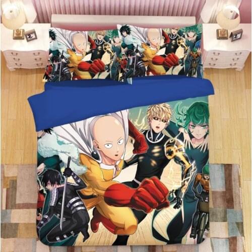 ONE PUNCH MAN Bedding Set Cartoon anime Duvet Covers 3D bedding Pillowcases kids Cartoon Comforter Bedding Sets bed linen 06