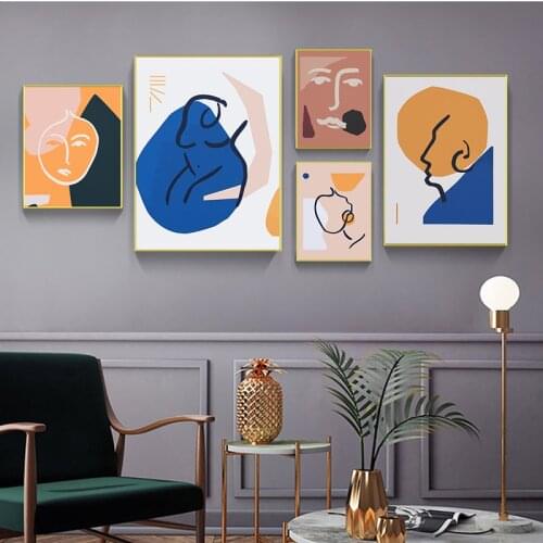 Nordic Retro Canvas Wall Art Matisse Oil Painting Abstract Geometric Line Posters Print Pictures for Living Room Home Decoration