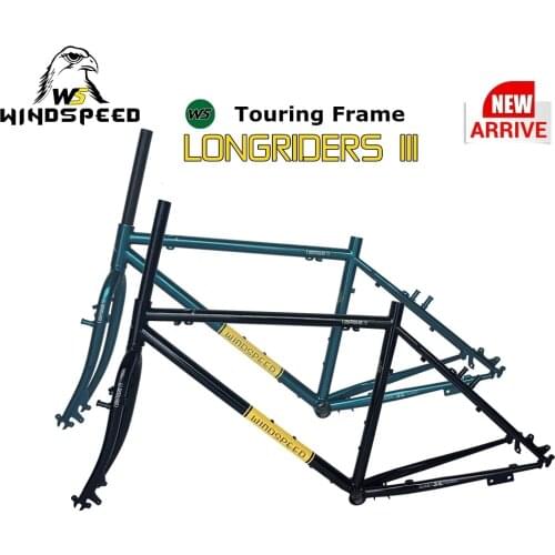 Windspeed Cr-Mo 4130 Steel LongRiders Cyclocross Frame And Fork 26 Travel Cycling Ttouring Bike Frameset