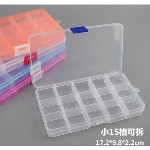 New 15 Slots Cells Colorful Portable Jewelry Tool Storage Box Container Ring Electronic Parts Screw Beads Organizer Plastic Case