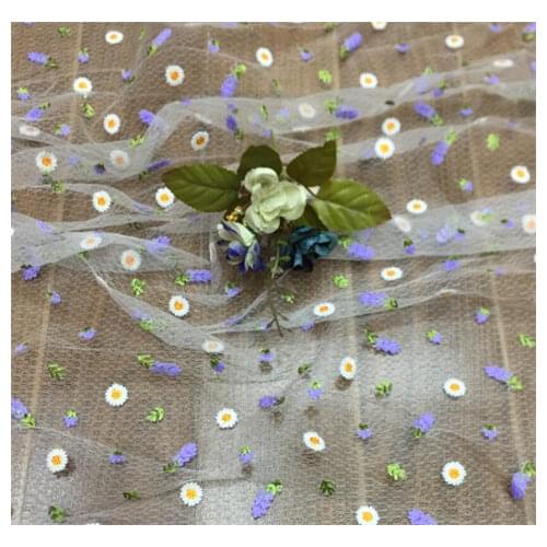 New Daisy wheat flower mesh embroidered lace fabric embroidered fabric