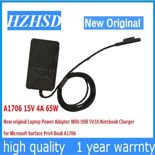 New original A1706 15V 4A 65W Laptop Power Adapter With USB 5V 1A Notebook Charger for Microsoft Surface Pro4 Book 1706