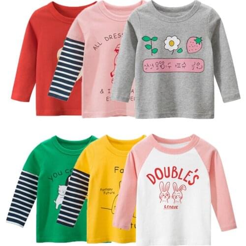 Autumn Kids Boys Girl T-shirts Baby Long Sleeve Tops Children Autumn Solid Cotton Sweatshirt 2-8 Years Boy Girl T Shirts