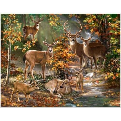 Full square diamond painting deers animal embroidery mosaic diamond dotz moose rhinestone picture puzzle toy drawing wall decor