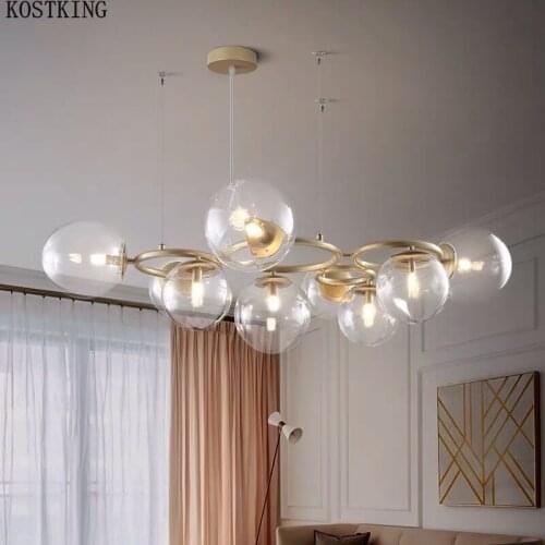 Postmodern Simple LED Glass Pendant Lights Nordic Lustre Luxury Restaurant Hanging Ceiling Lamps Creative Decor Hanglamp