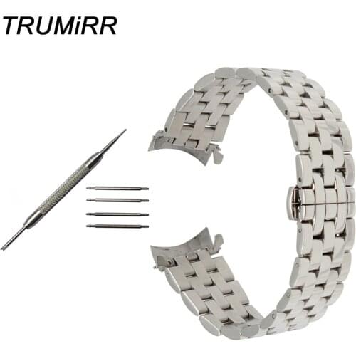 Curved End Stainless Steel Watchband 18mm 20mm 22mm for Seiko Men Women Watch Band Butterfly Buckle Strap Wrist Belt Bracelet