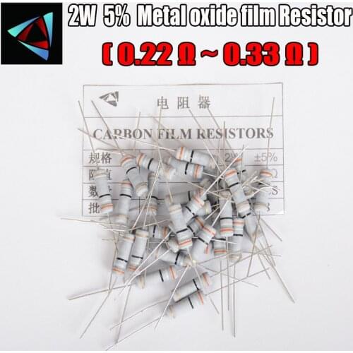 20pcs 5% 2W Carbon Film Resistor 0.22 0.24 0.27 0.3 0.33 ohm Metal oxide film Resistors
