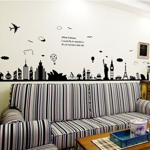 World Landmark Landscape Wall Sticker Romantic TV Background Home Decoration DIY Wall Poster Bedroom Wallstick Pail Packing