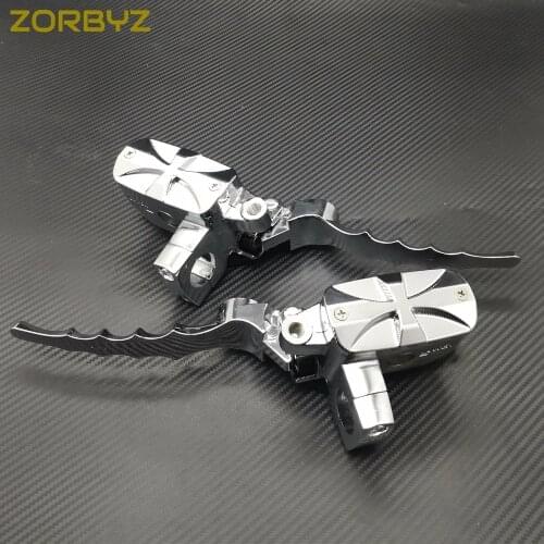 ZORBYZ 1" 25mm Chrome Cross Handlebar Control Reservoir Brake Hydraulic Clutch Levers For Harley Honda Yamaha Motorcycle