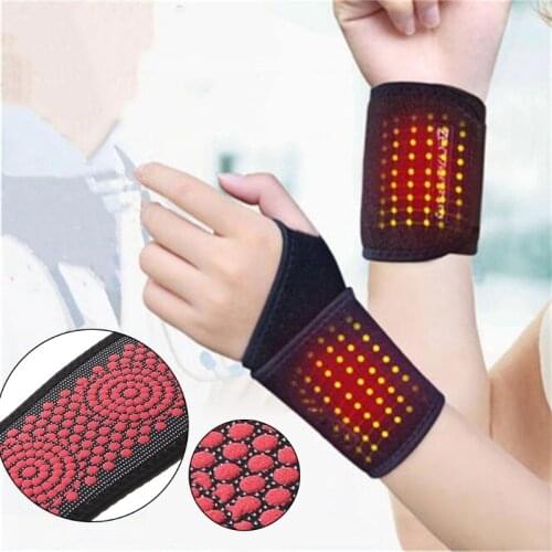 55KD Magnetic Therapy Self-Heating Wrist Support Brace Wrap with Thumb Loop Heated Hand Warmer Adjustable Compression Pain Belt
