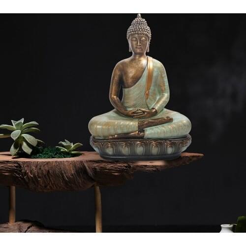 Sitting Meditating Buddha Statue Figurine Outdoor Zen Garden Buddha Sculpture Decor for Home Room Patio Decor