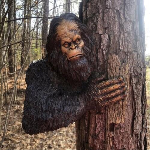 Gorilla Tree Statue Orangutan Tree Statue Orangutan 3D Resin Tree Pendant Decoration Wall-mounted Design Statues Home Decor