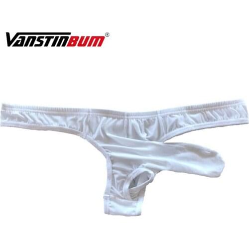 VANSTINBUM G-Strings Thongs Sexy Low Rise Mens Elephant Nose Bulge Underwear Pouch T Lingerie Ice Silk Male Underpants Briefs