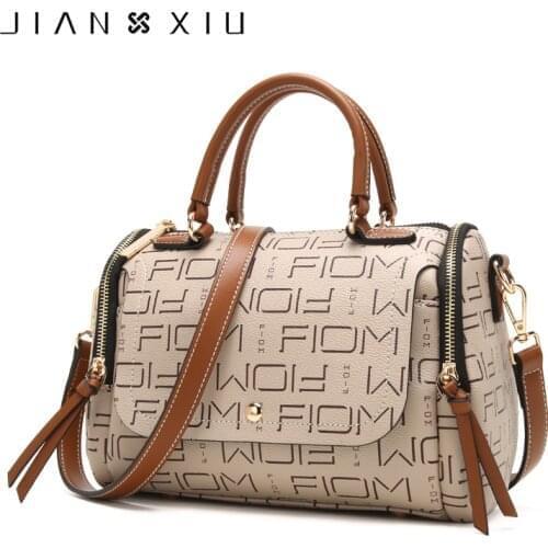 JIANXIU Brand Women Pu Leather Handbag Female Luxury Top-hand Tote Bag Letter Printing 2021 Large Shoulder Messenger Boston Bags