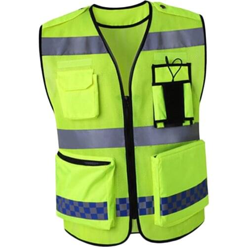 Reflective Vest Safety Sleeveless Waistcoat With Zipper Yellow D