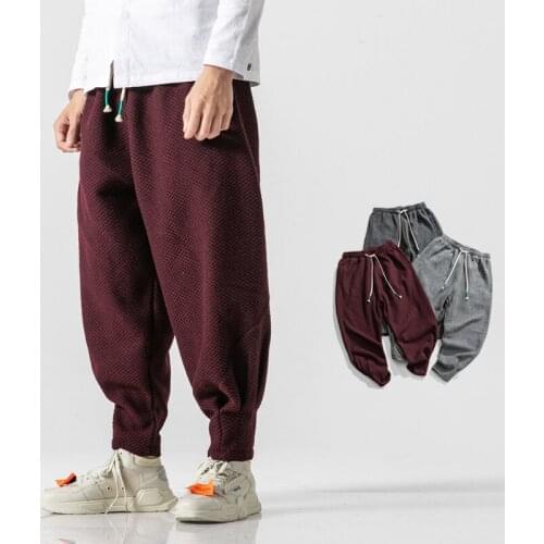 Streetwear Mens Harem Pants Autumn Men Jogger Sweatpants Harajuku Warm Trousers Woman Plaid Oversized Casual Pants Loose 5XL