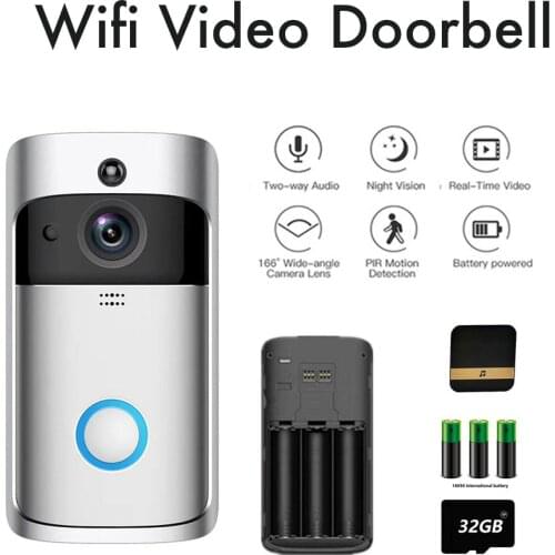 V5 Smart Video Doorbell Camera WiFi Doorbell with Security Camera 2-Way Audio Motion Detector Easy Installation IR Night Vision
