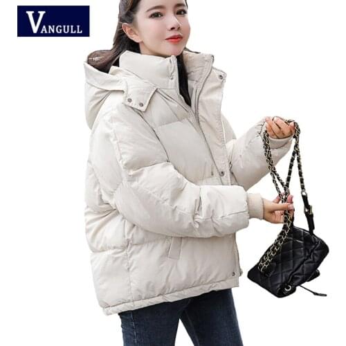 Vangull Hooded Women Parkas Coat 2020 Winter New Loose Cotton Jacket Ladies Warm Long Sleeve Padded zipper coat Female Overcoat