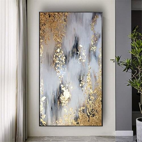 High Quality Hand Painted Large Abstract Oil Painting On Canvas Gold Wall Art Gallery Corridor Porch Hallway Decoration ARTWORK
