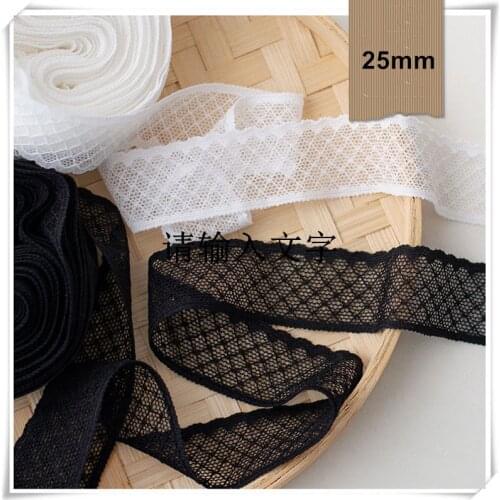 High quality 2.5cm wide black and white elastic lace stretch lace DIY clothing handmade hair accessories wedding dress material