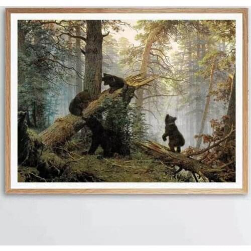 Russia Famous Painting "Morning in a Pine Forest" 5D DIY Diamond Painting Full Square Round Diamond Embroidery Mosaic Home Decor