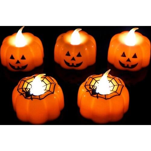 1/2/3pcs 3color Pumpkin Candle Light Halloween Supplies LED Lights Lantern Lamp Ornaments Props Halloween Decorations for Home