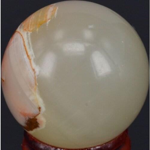 1.6")40MM Afghan Jade Sphere Globe Ball Chakra Crystal Reiki Healing Carved Decorative Crafts W/Stand, Minerals