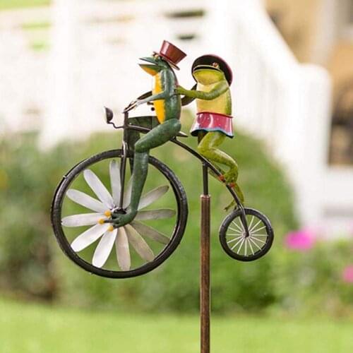1 Set Cats Riding Bike with Motorcycle Wind Spinner Metal Delicate Animal Motorcycle Wind Spinner for Garden Decorative Stakes