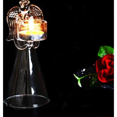 1PC New Christmas Angel European crystal glass candlestick Home wedding jewelry ornaments candle holder glass crafts JY 1188
