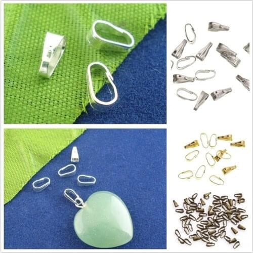 100Pcs Metal Pendant Clip Clasp Snap Pinch Clip Bail Pendant Connectors Bail Beads Jewelry Findings DIY Jewelry Accessories