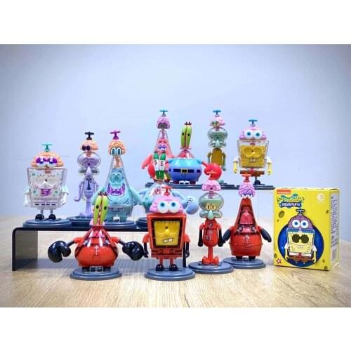 12pcs/set Sponges Figure Bobs Patrick Star Toys Cartoon Action Figure Kids Xmas Gift Fish Tank Micro Landscape Decor Aquarium