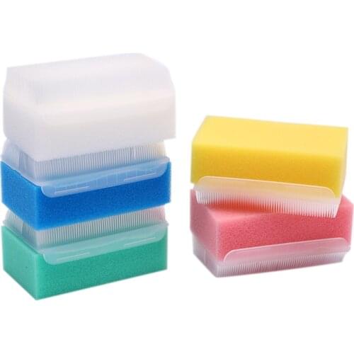 2 Pcs Baby Bath Sponge Soft Foam Washer with Cradle Cap Brush Body,Hair and Scalp Clean Gentle Baby Sensory Brush Bath Spon