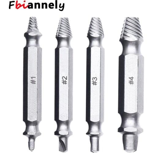 4Pcs Damaged Screw Extractor Set Easily Remove Stripped or Damaged Screws Double Ended Stripped Removers Hand Tool Sets