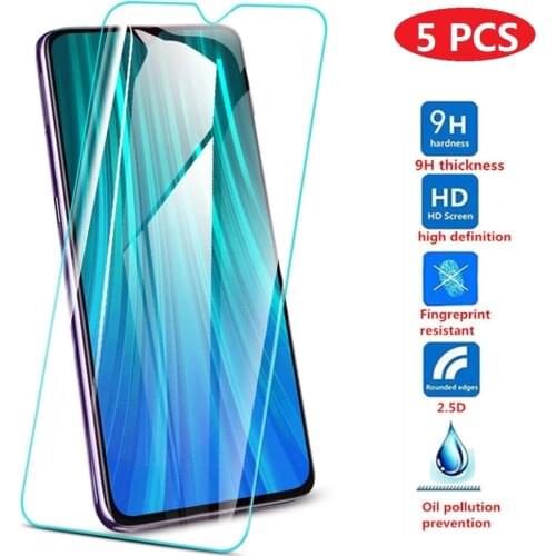 5PCS Tempered Glass For Xiaomi Redmi Note 7 8 9 Pro 9s Poco X3 NFC Mi 9 Lite 9A 7A Screen Protector