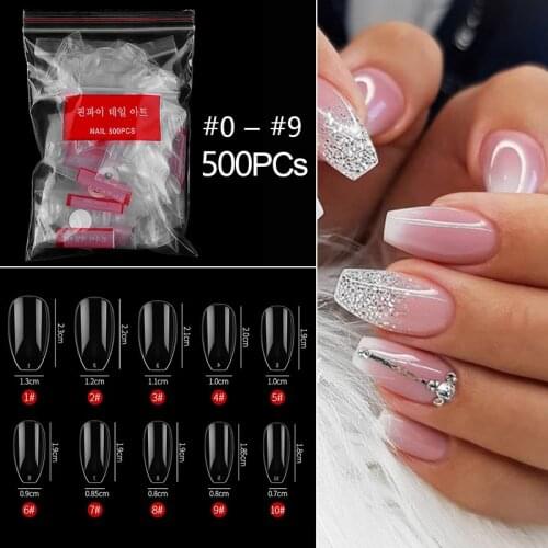 500pcs/Bag Ballerina Short False Nails Fake Nails Full Cover Acrylic Nail Art Tips Nature Press On Nails DIY For Nail Extensions