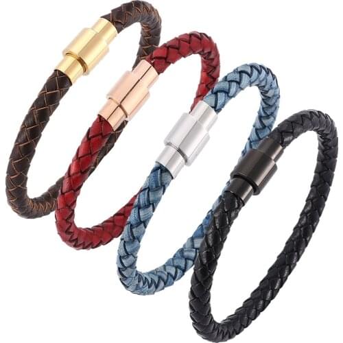 Fashion Genuine Braided Leather Bracelet Men Bracelet for Women Jewelry Leather Magnetic Clasps Charm Bracelet BB0251