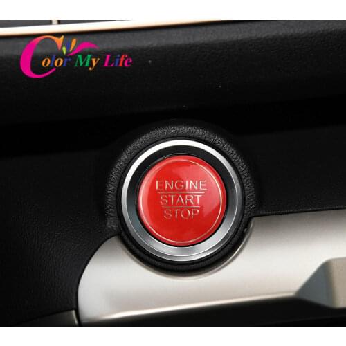 Color My Life Car Ignition Key Ring Cover Trim Start Stop Key Sticker for Toyota Camry Highlander Rav4 2017-2020 Accessories