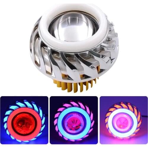 Dual Halo Motorcycle Headlight 12V-85V Moto Projector Lamp Hi/Lo Beam LED Angel Devil Eyes Fog Spot Light Motorbike Accessories