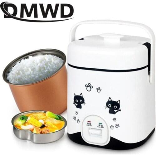 DMWD 110V/220V Mini Electric Rice Cooker Food Cooking Machine Eggs Meal Steamer Porridge Soup Stew Pot Heating Lunch Box Warmer