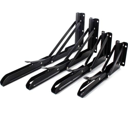 FUMAO 2PCS Folding Black/White 8/10/12/14/16/18/20 inch Metal Wall Mounting Triangle Table Shelf Bracket