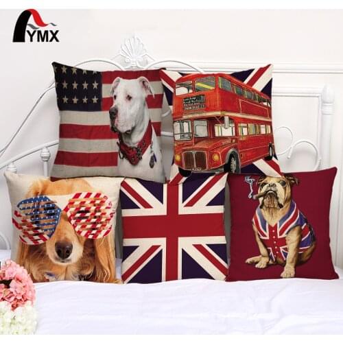 Personality US British Flag Pet Dog Linen Sofa Pillow Car Cushions Cover Pillowcases Wholesale Home Textile Decor 2017