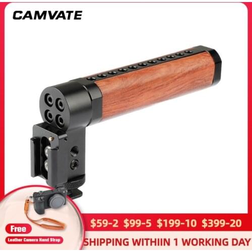 CAMVATE Camera Quick Release Top Cheese Wooden Handgrip With Male Shoe Extender Adapter For DSLR Camera Cage Rig Support System