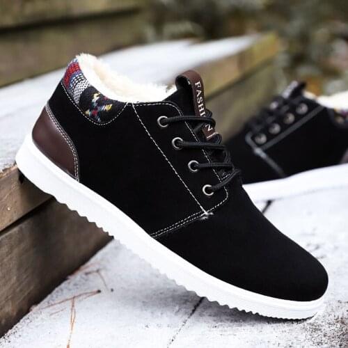 Sneaker Keep Warm Fall Winter Shoes Mens Flats Mens Casual Shoes Sneakers Short Plush Lightweight Loafers Slip On Men Boots New
